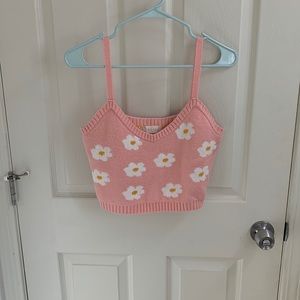 Floral knit crop top